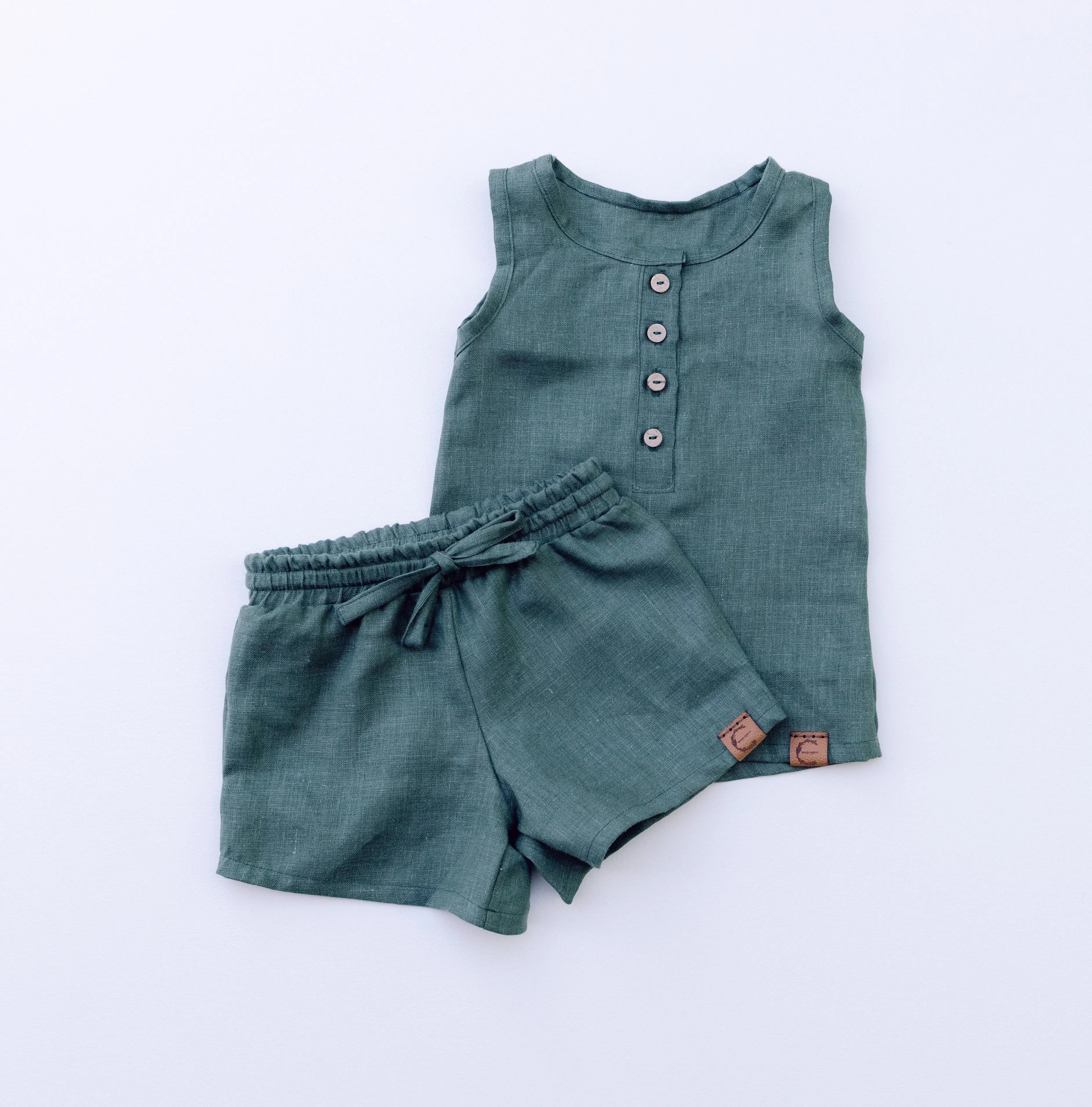 Monstera Henley Linen Tank Top