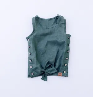 Monstera Linen Tie Tank Top