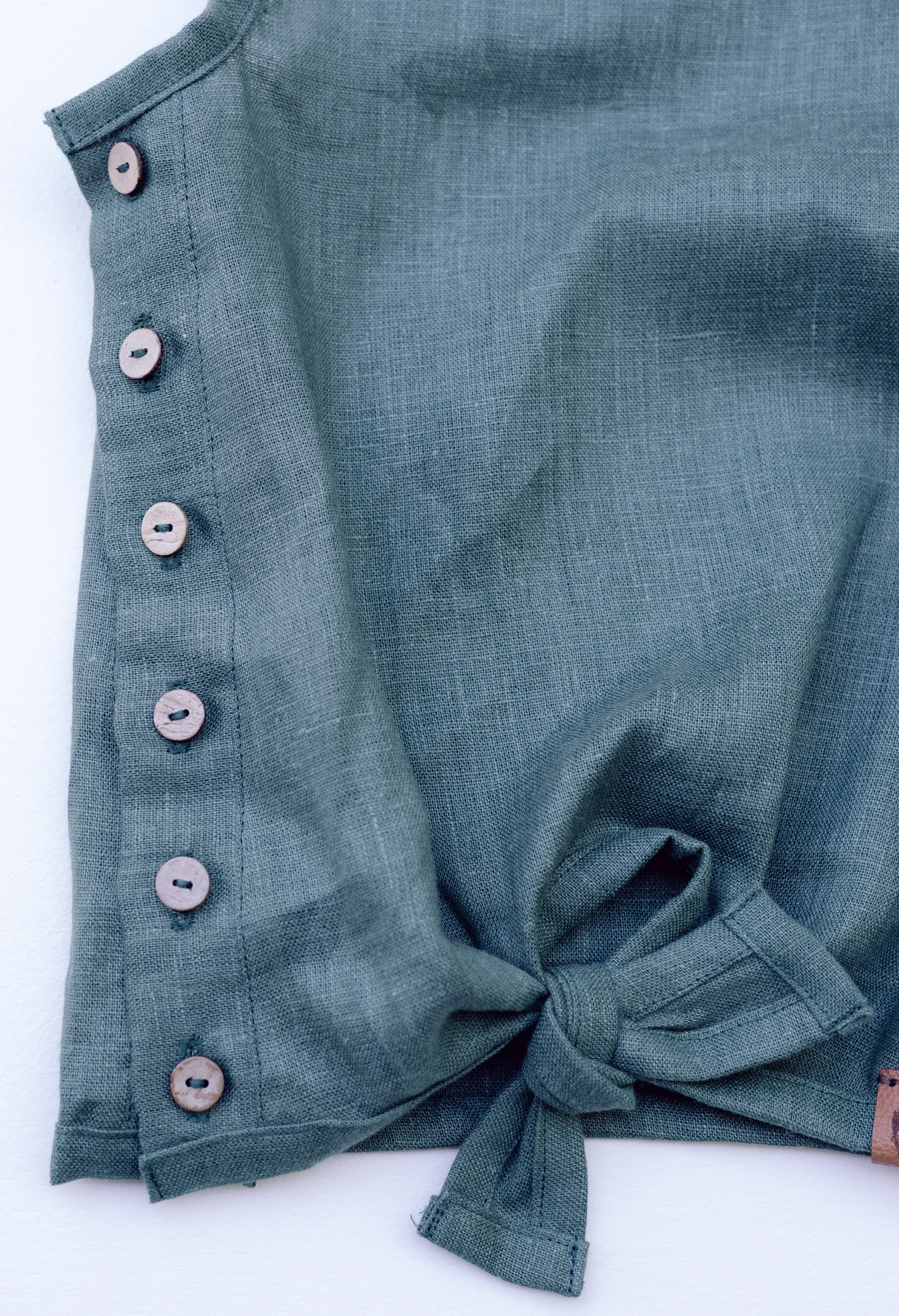 Monstera Linen Tie Tank Top