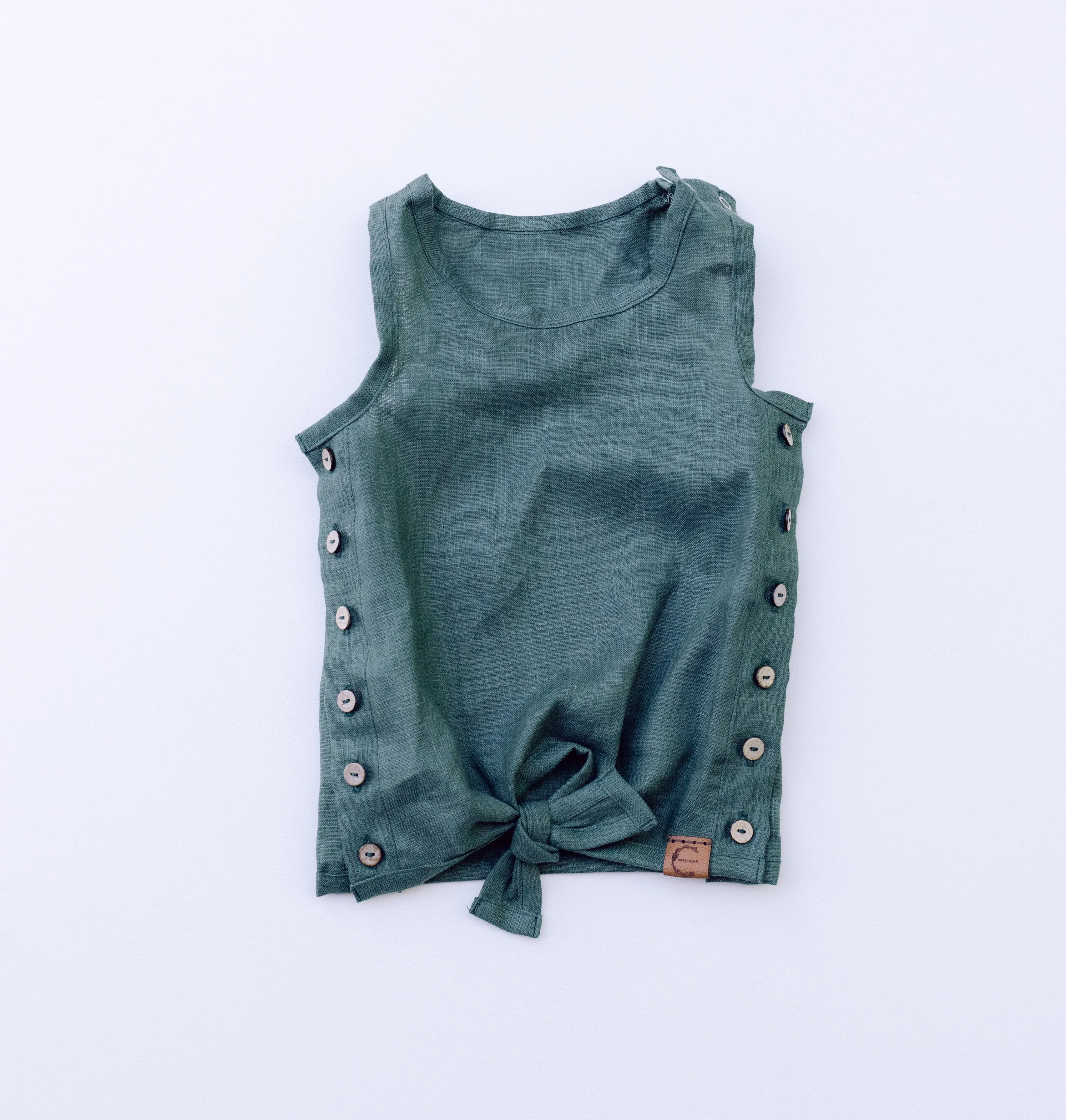 Monstera Linen Tie Tank Top