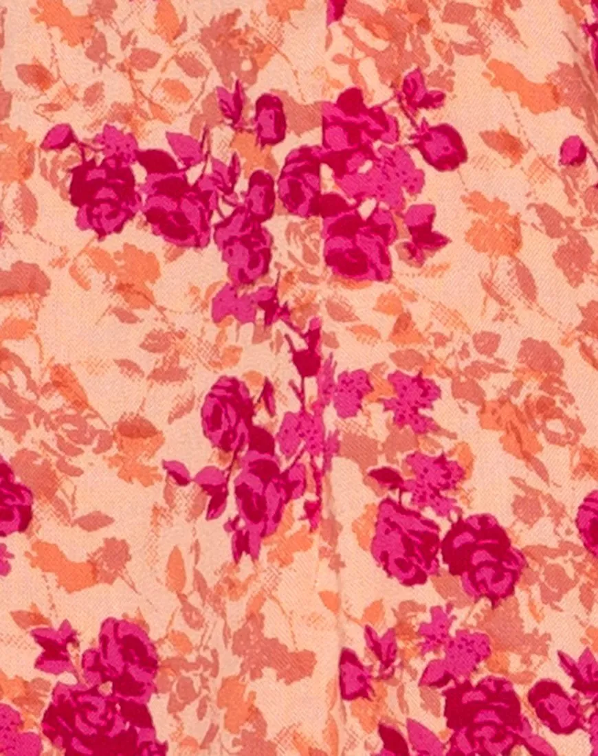 Mora Playsuit in Dark Wild Flower Cantaloupe