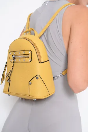 Mustard Diamante Studded Mini Backpack - Phylis
