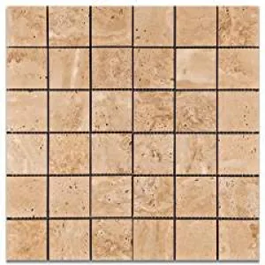 Mut Mocha Travertine 2 X 2 Polished Mosaic Tile - Lot of 50 Sheets