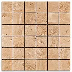 Mut Mocha Travertine 2 X 2 Polished Mosaic Tile - Lot of 50 Sheets