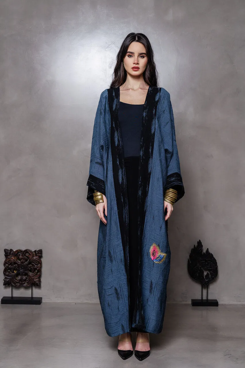 Navy Multicolor Featther Kimono