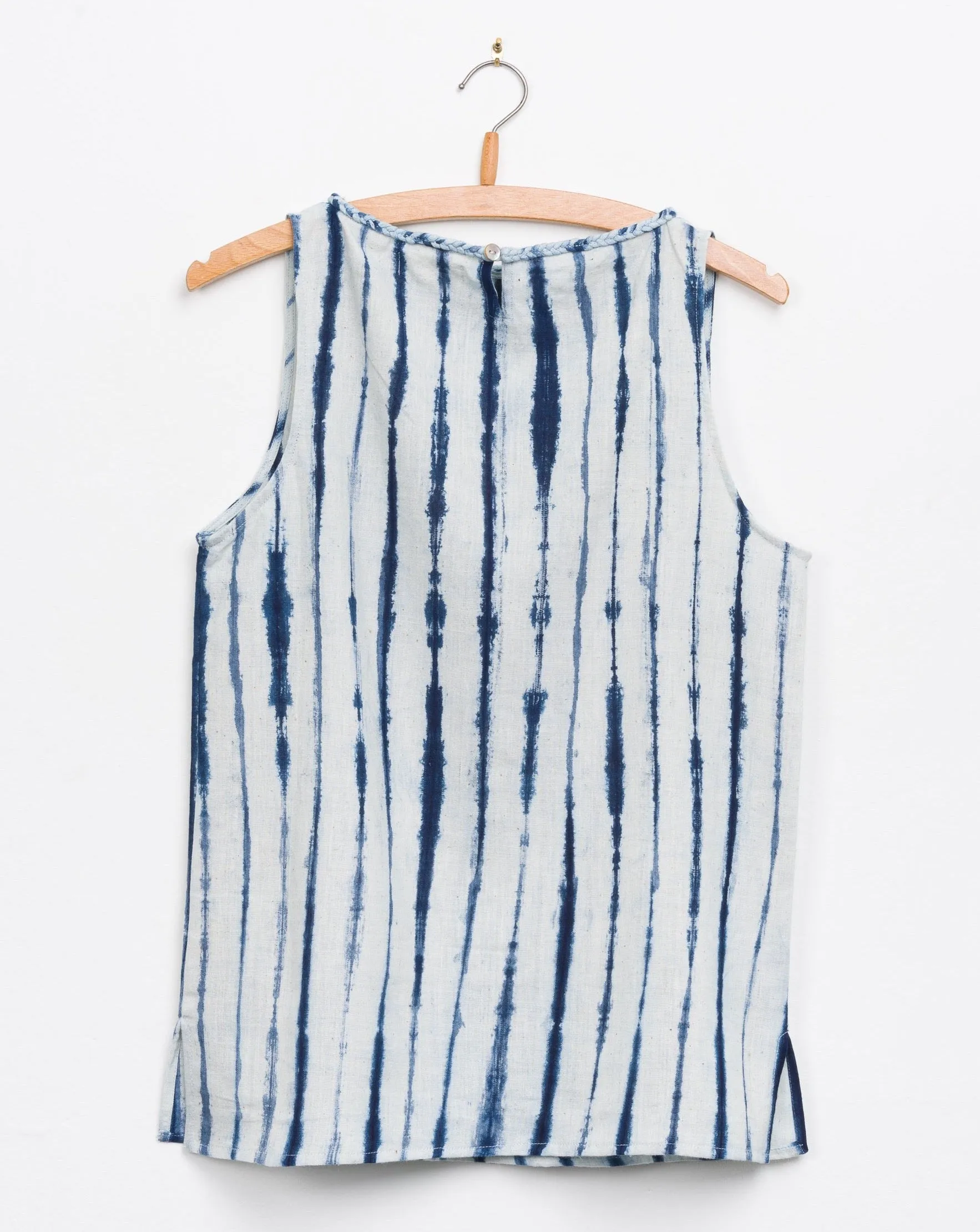 Oni Boatneck Tank in Natural Stripe Shibori