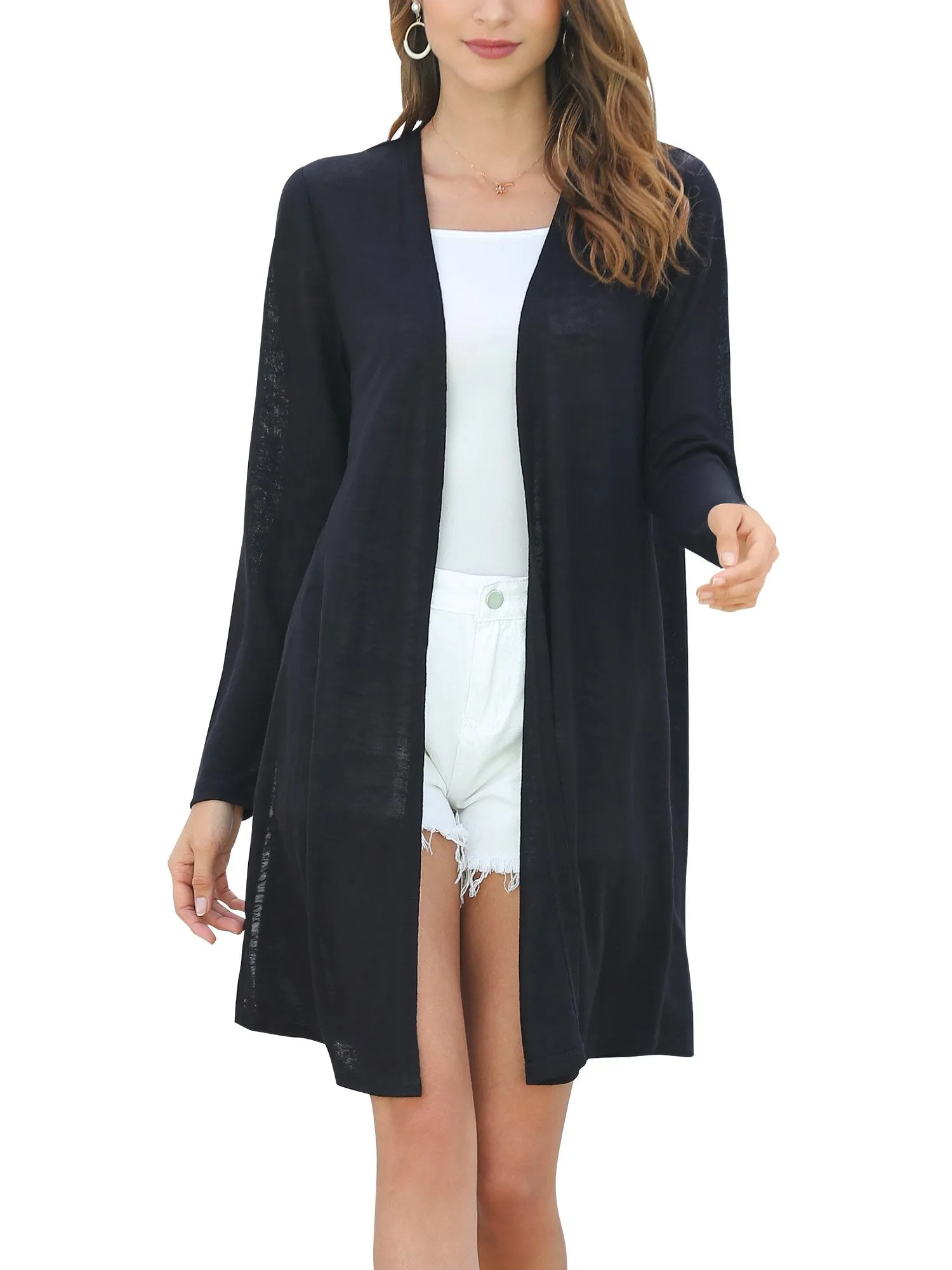 Open Front Longline Thin Cardigan