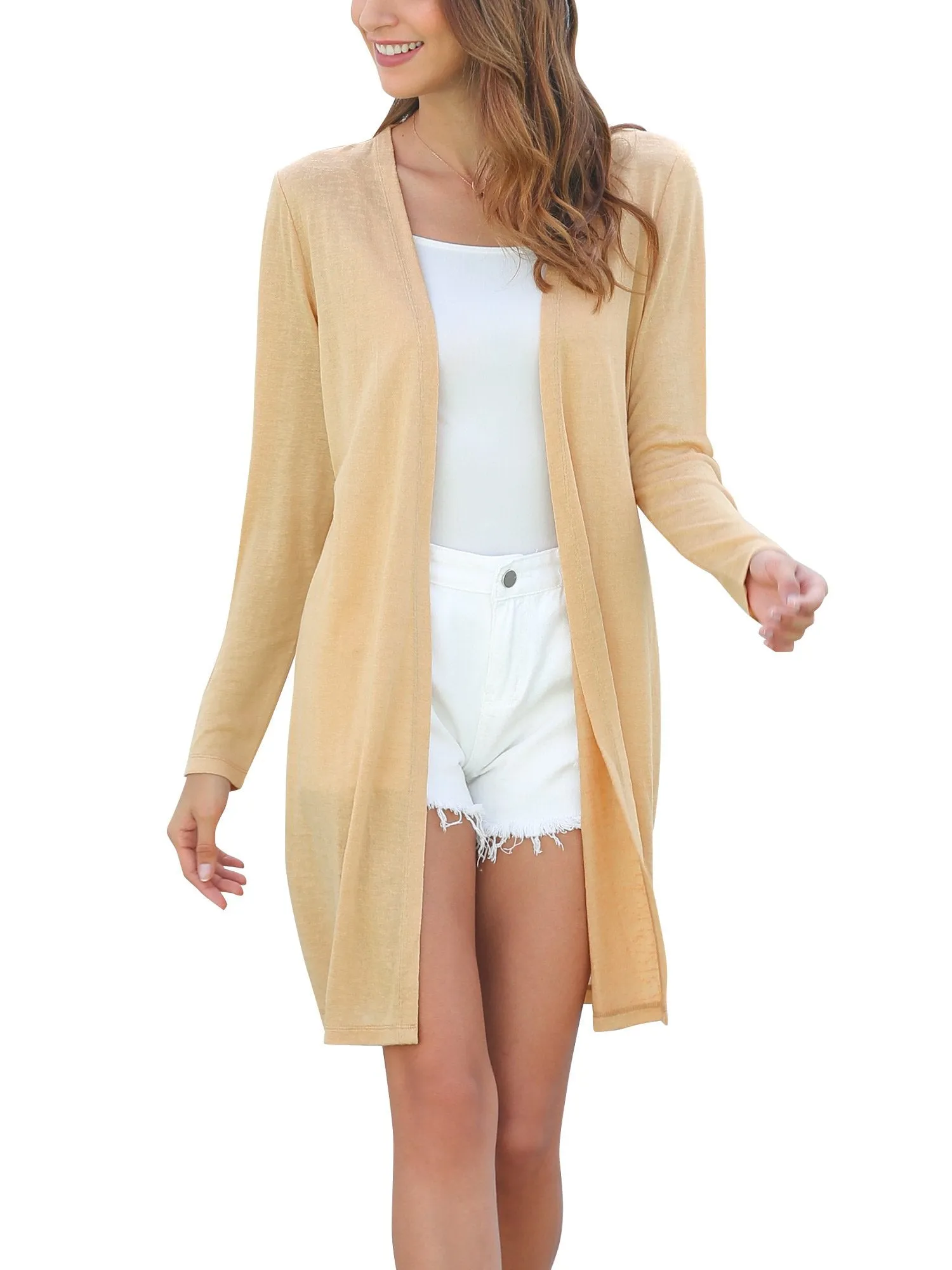 Open Front Longline Thin Cardigan