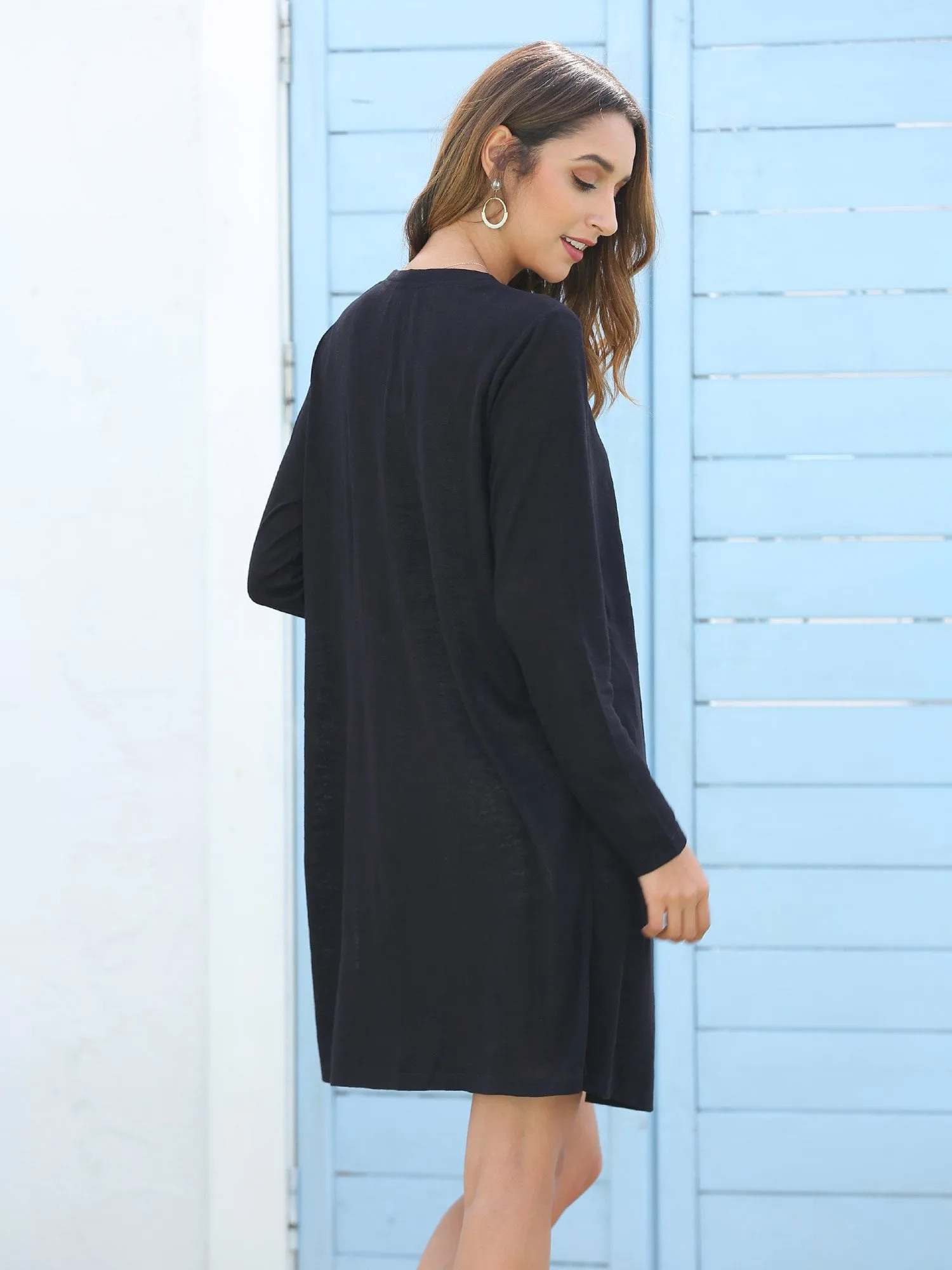 Open Front Longline Thin Cardigan