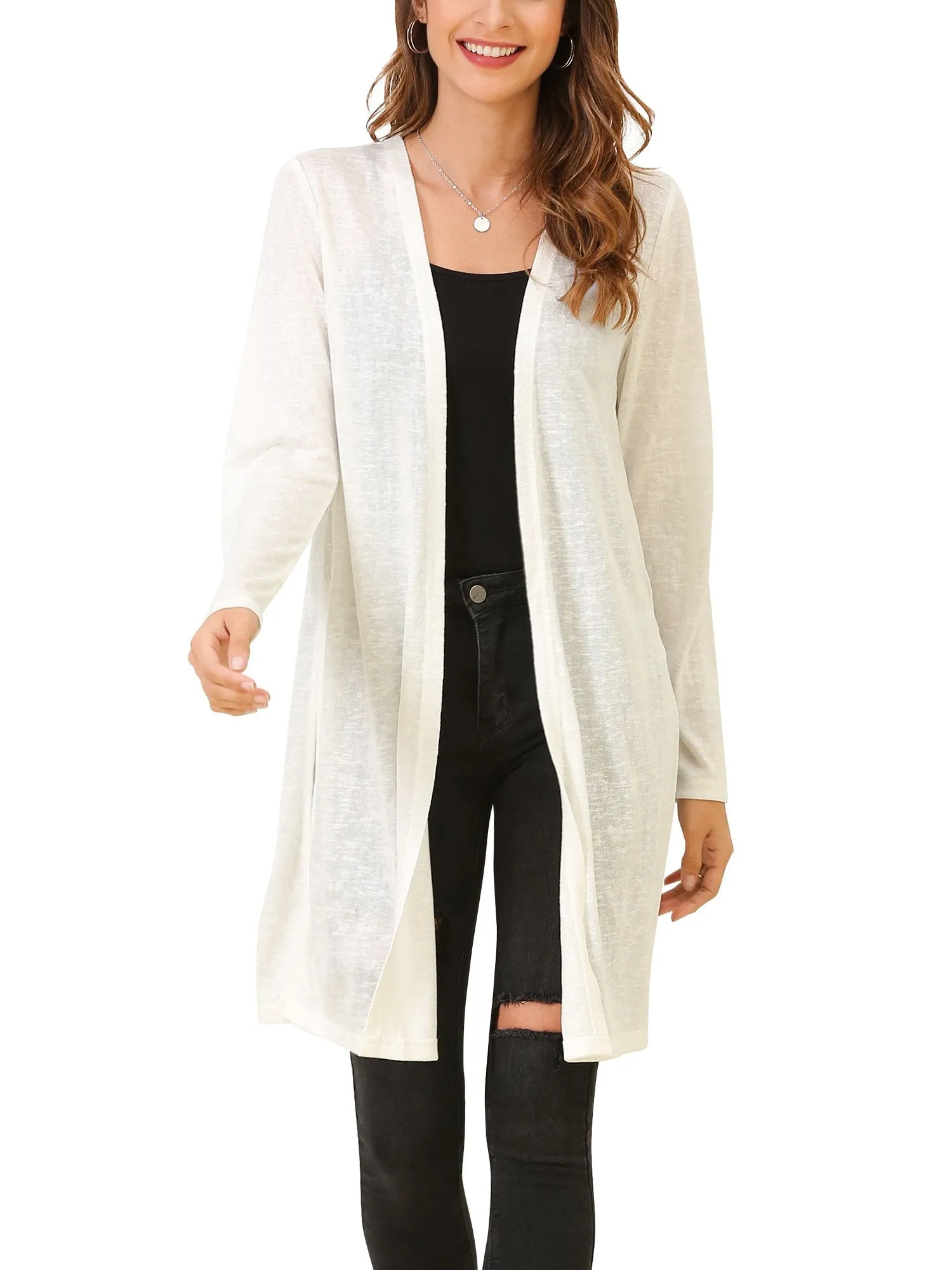 Open Front Longline Thin Cardigan