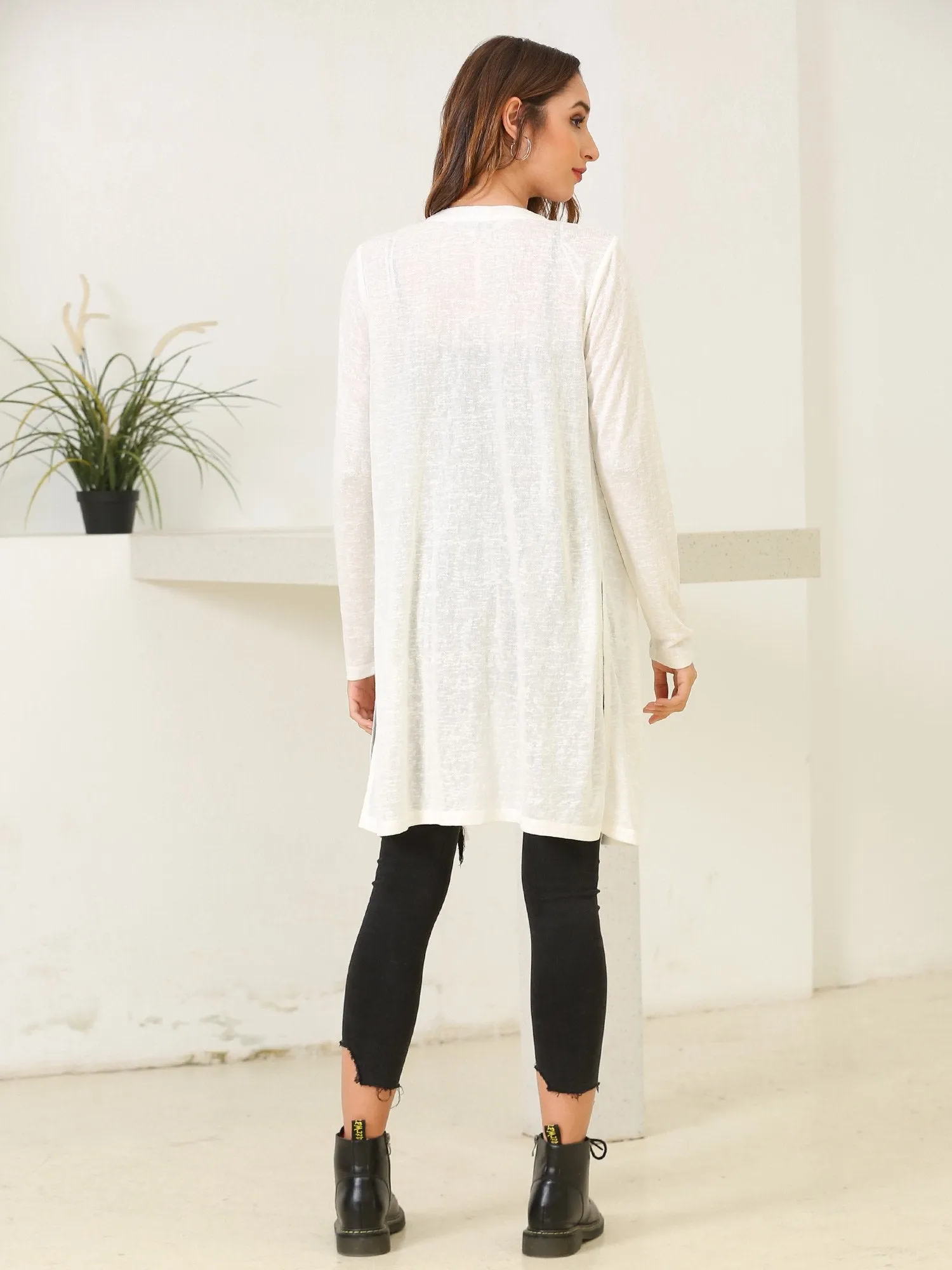 Open Front Longline Thin Cardigan