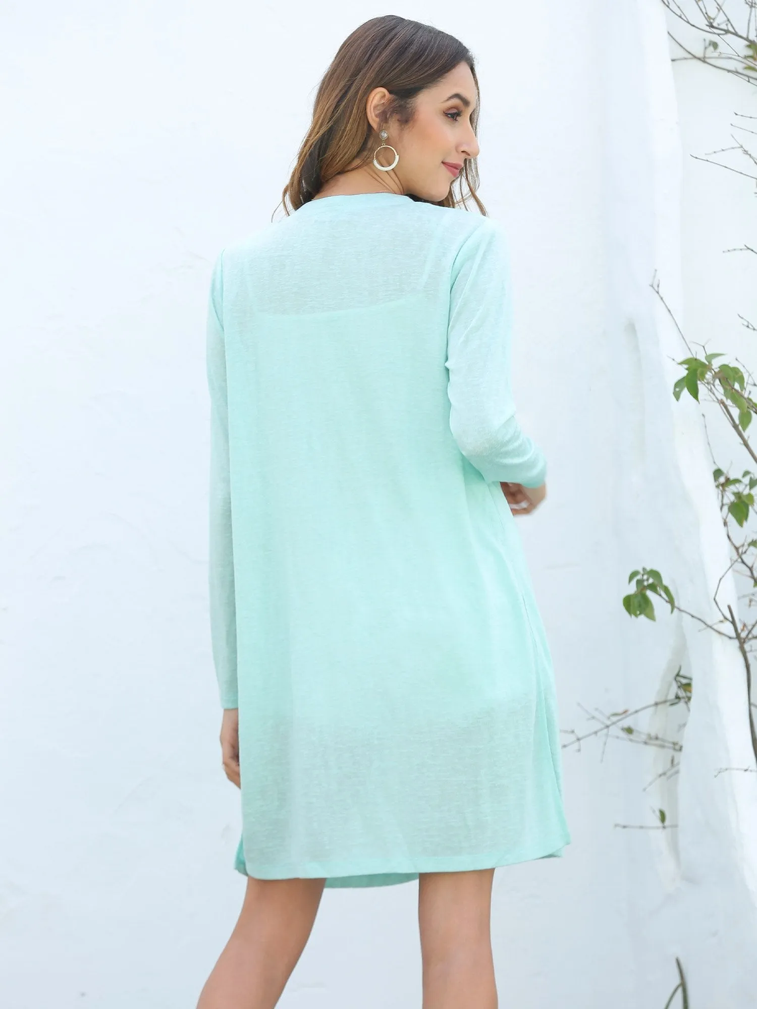 Open Front Longline Thin Cardigan