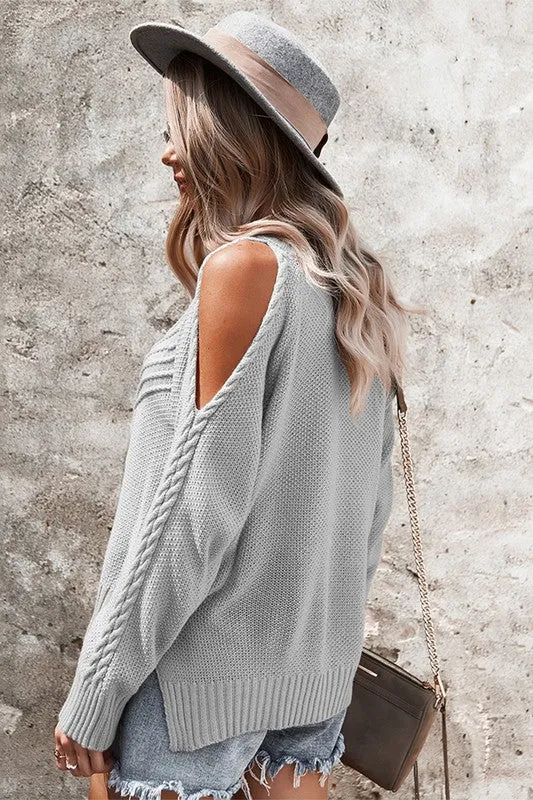 Open Shoulder Twist Sweater