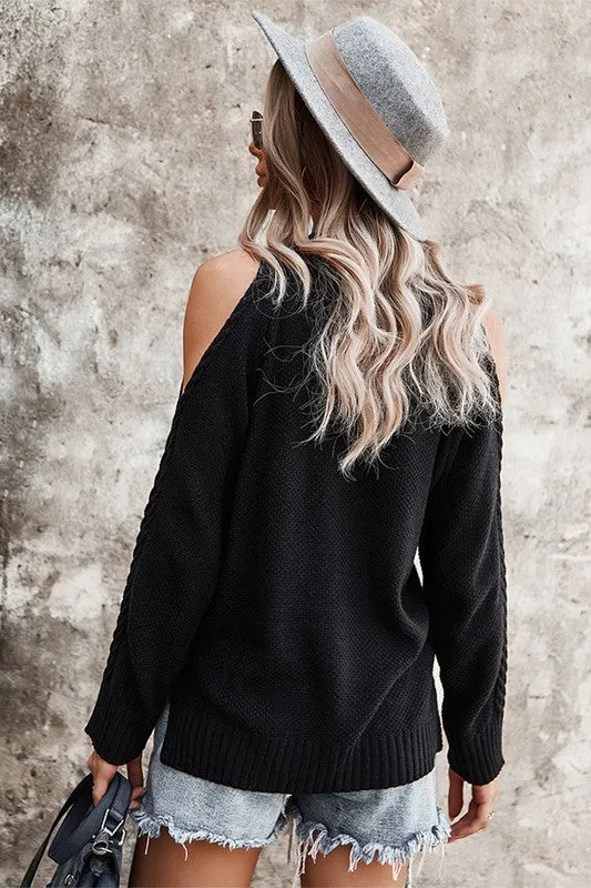 Open Shoulder Twist Sweater