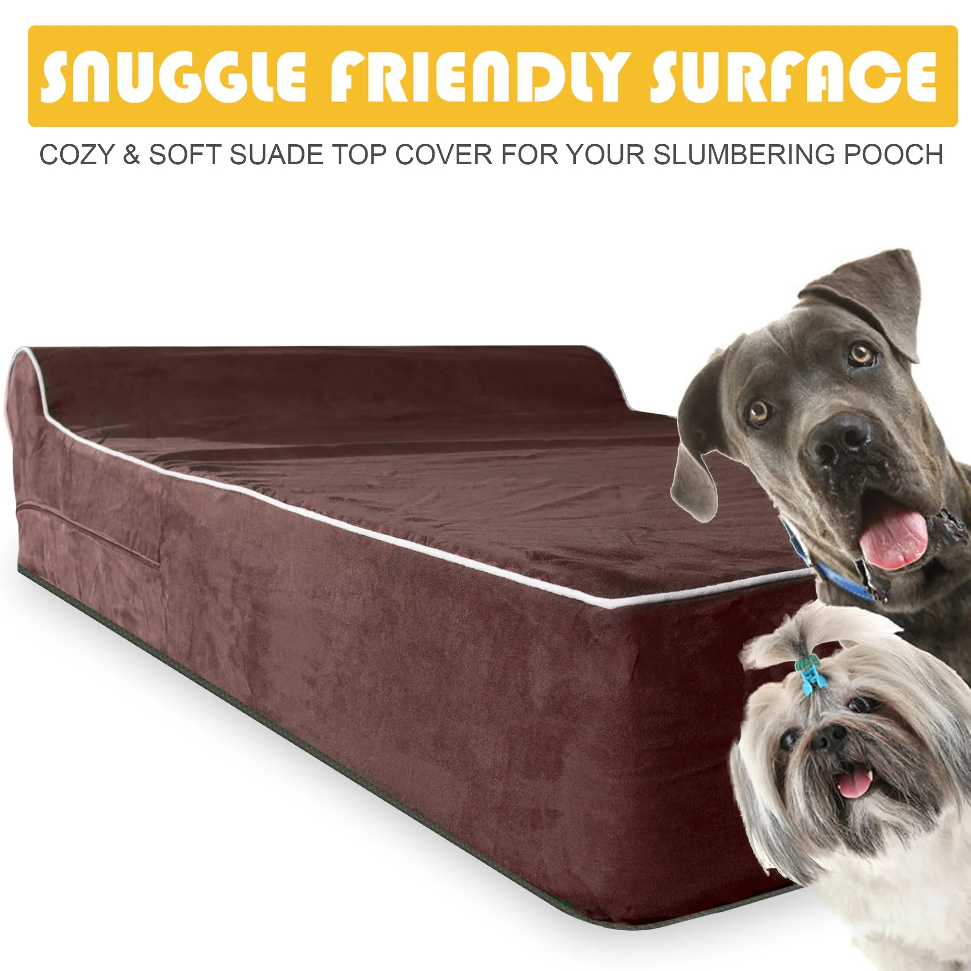 Orthopedic Waterproof Memory Foam Bed With Pillow Brown - Large