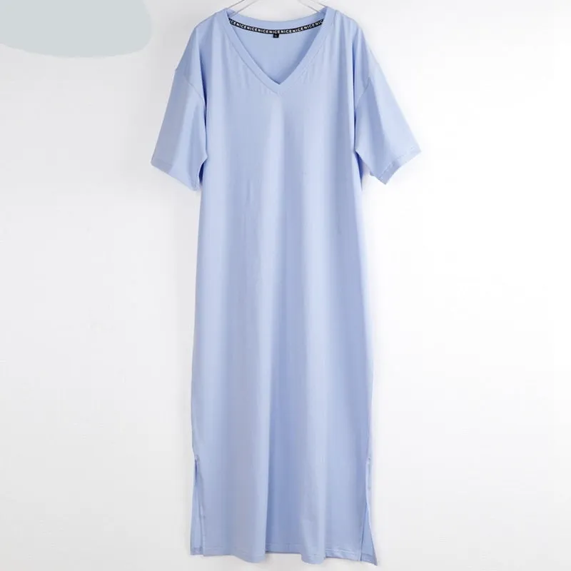 Oversized V Neck Plus Size Women Maxi  Summer Casual Loose Dresses
