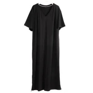 Oversized V Neck Plus Size Women Maxi  Summer Casual Loose Dresses