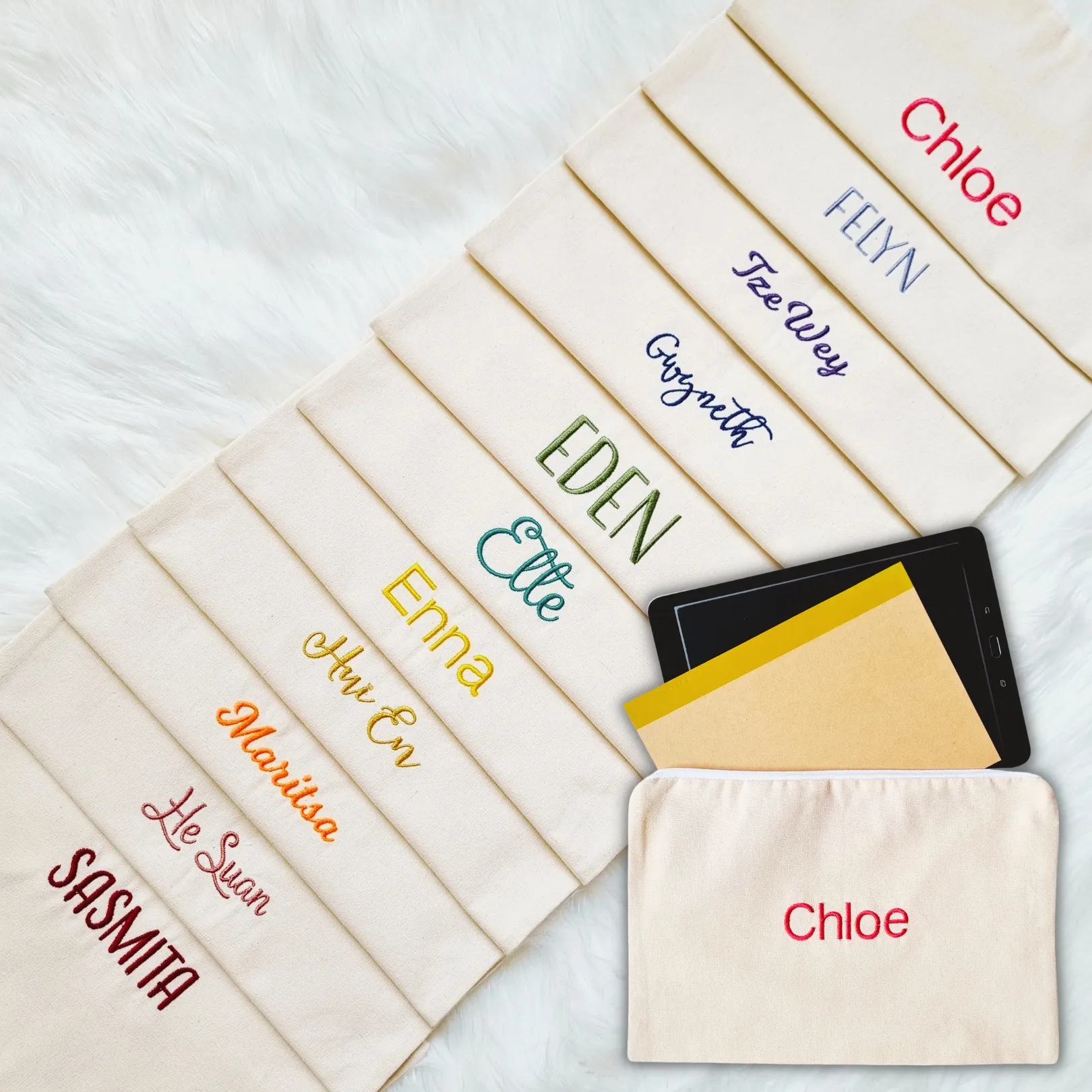 [PARTY PACK] Canvas Zip Pouch - CREAM