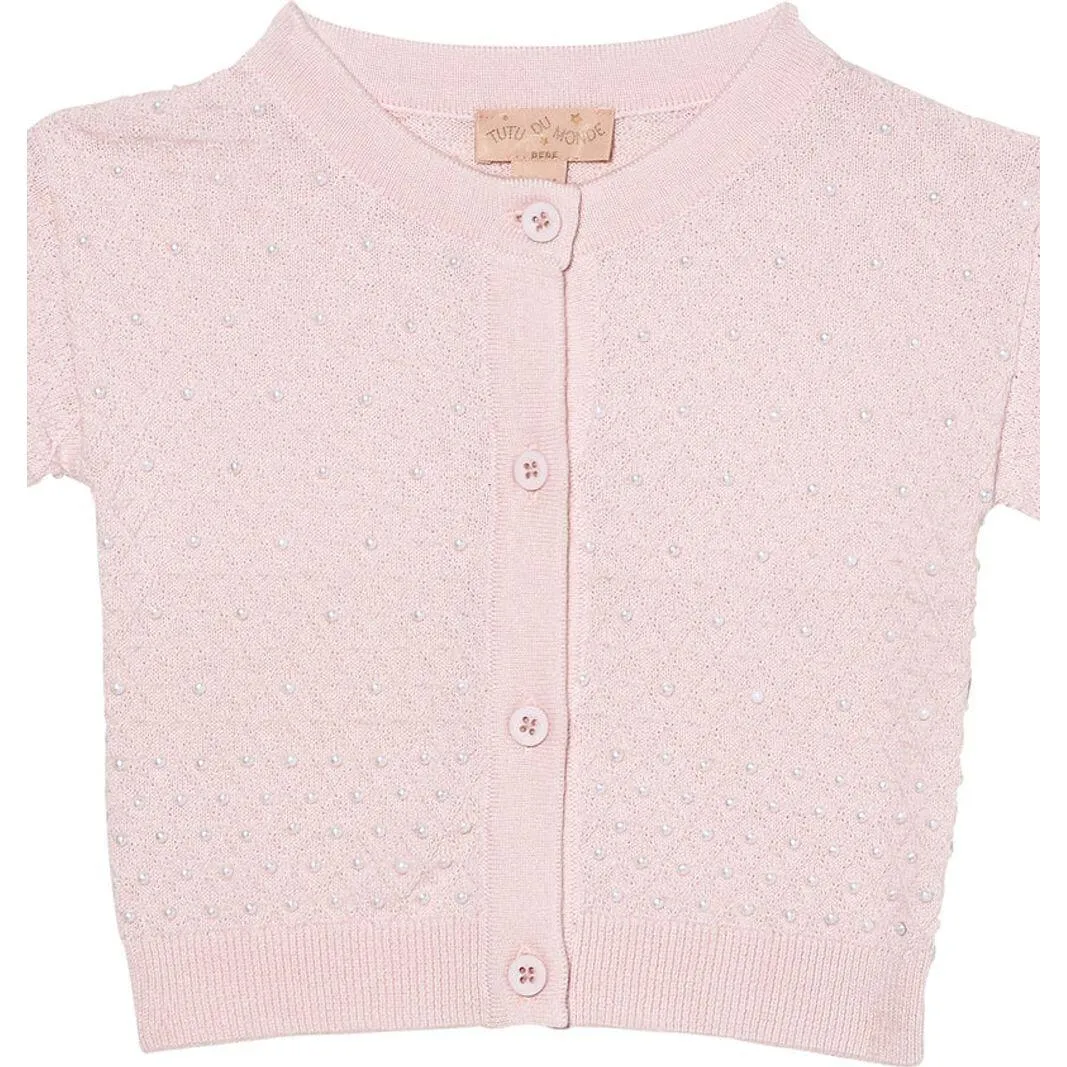 Pearl Luxe Cardigan - Pink