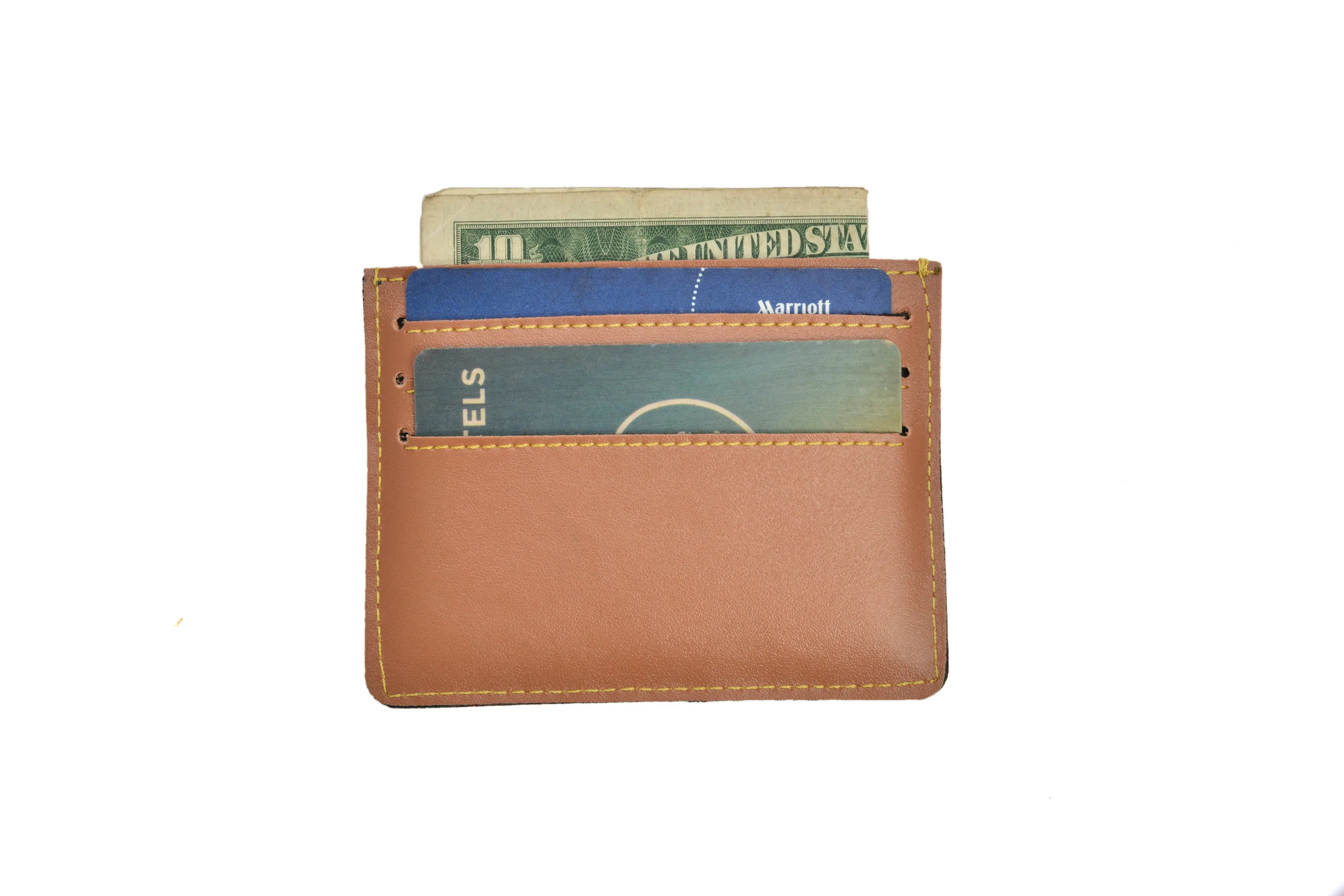 Personalized Vegan Leather Unisex Card Wallet - Tan