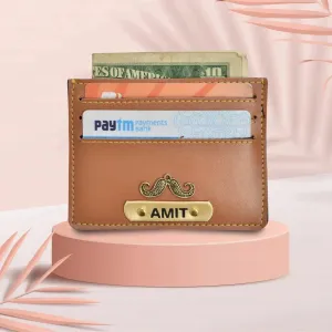 Personalized Vegan Leather Unisex Card Wallet - Tan
