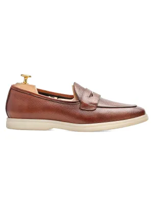 Pietro Belgian Loafer - Brown Pebble Grain Leather (Soflex Sole)