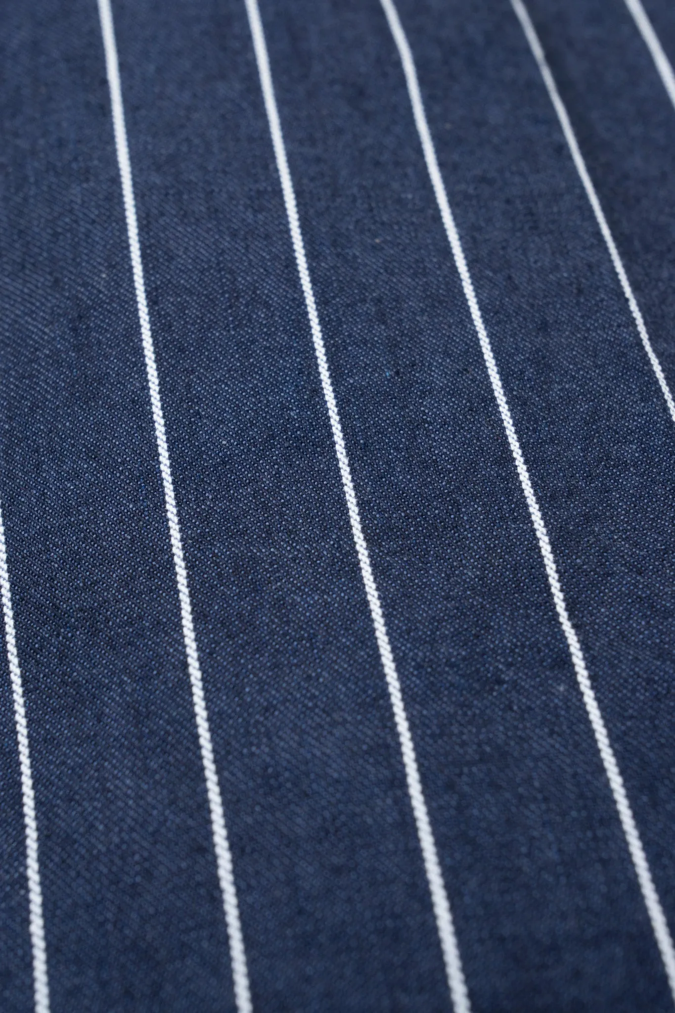 Pinstripe Wide Flare Denim Trousers