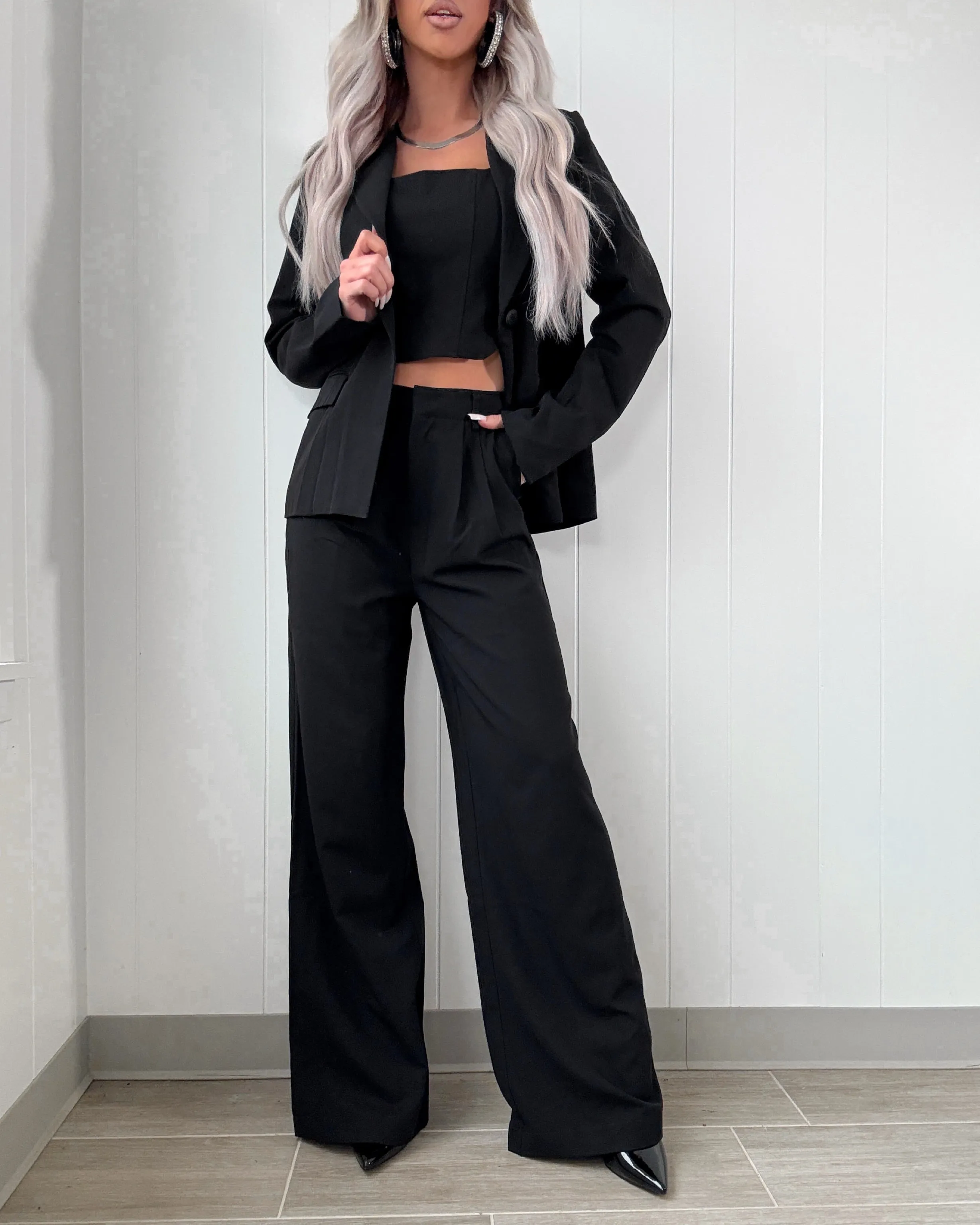 Polish & Power Three Piece Suit Set - Black