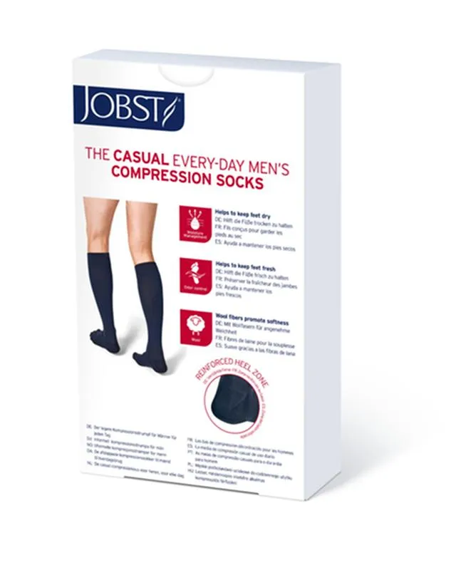 PR/1 JOBST CASUAL MEN, KNEE HIGH, 15-20MMHG, LG, BLACK, CLOSED TOE