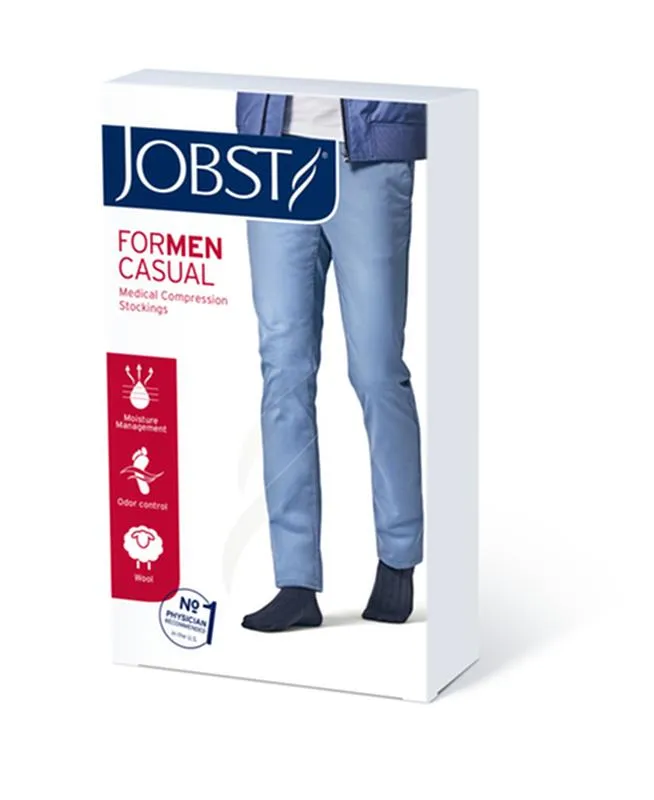 PR/1 JOBST CASUAL MEN, KNEE HIGH, 15-20MMHG, LG, BLACK, CLOSED TOE