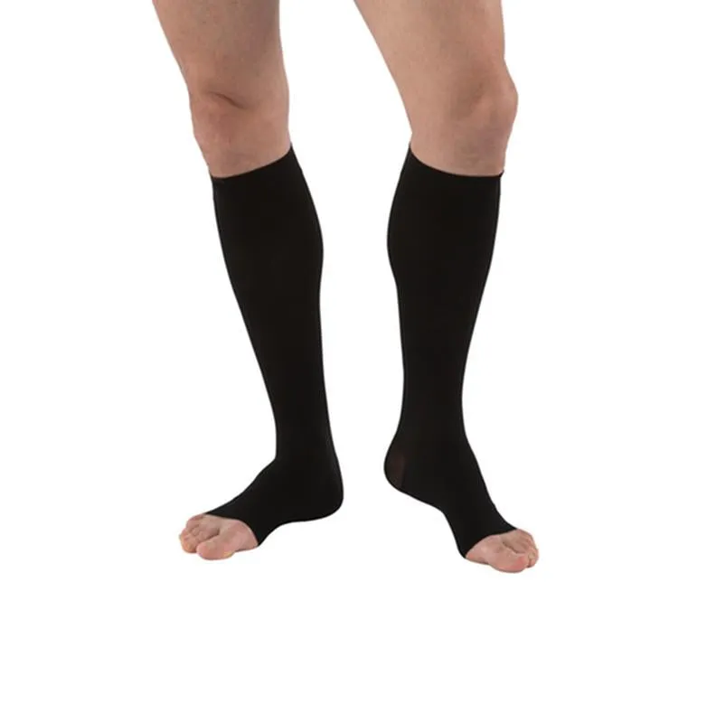 PR/1 JOBST MEDICAL LEG WEAR, MEN, RIBBED, KNEE HIGH, 30-40MMHG, LG, BLACK, OPEN TOE