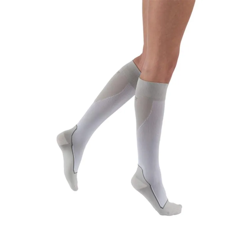 PR/1 JOBST SPORT STOCKING UNISEX, 15-20MMHG, LG, WHITE/GREY, CLOSED TOE