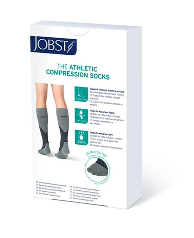 PR/1 JOBST SPORT STOCKING UNISEX, 15-20MMHG, MD, GREY/BLACK, CLOSED TOE