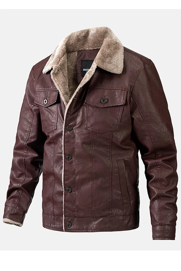 PU motorcycle jacket casual lapel wallet