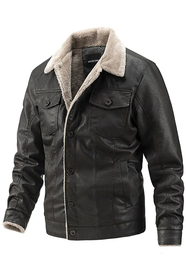 PU motorcycle jacket casual lapel wallet