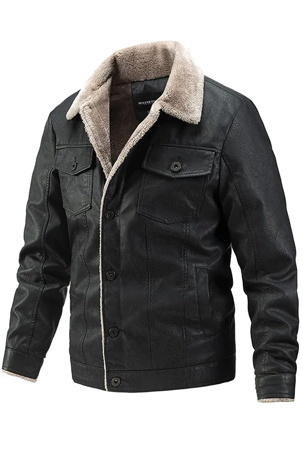 PU motorcycle jacket casual lapel wallet
