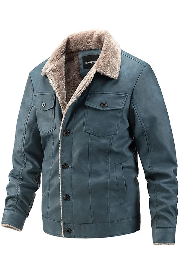 PU motorcycle jacket casual lapel wallet