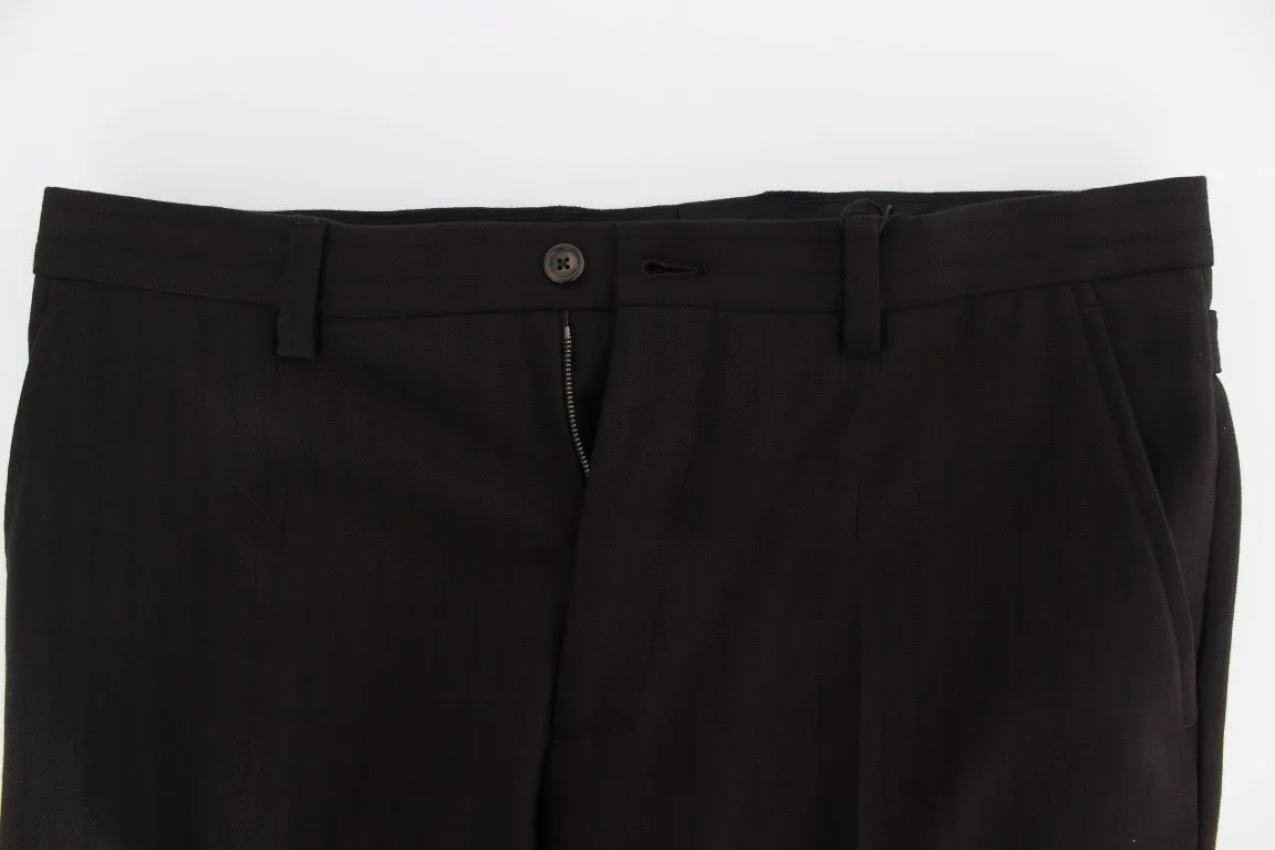 Purple Striped Cotton Wool Pants