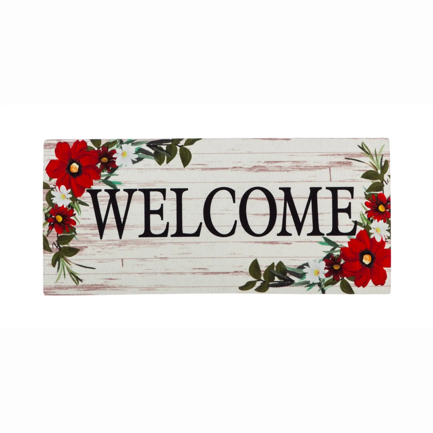 Red Floral Welcome Sassafras Switch Mat