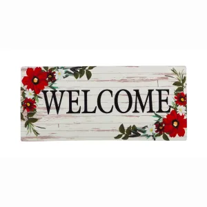 Red Floral Welcome Sassafras Switch Mat