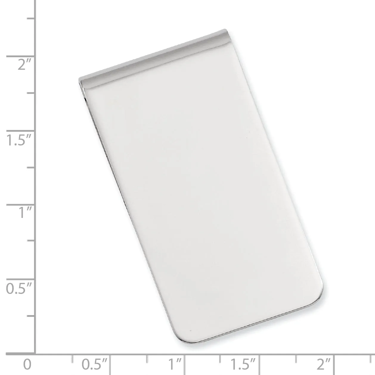 Rhodium Plated Polished Rectangle Money Clip