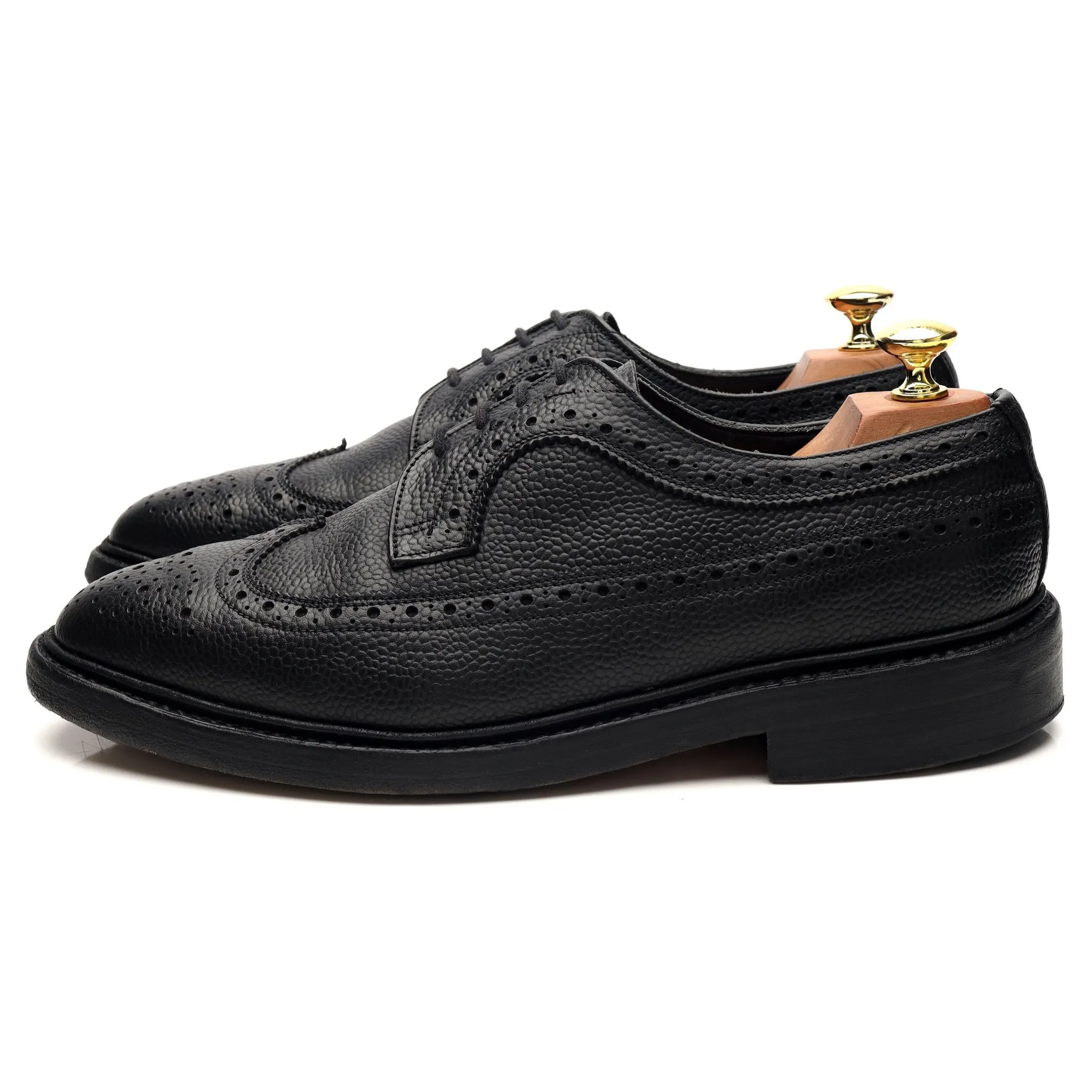 'Richard' Black Grain Leather Derby Brogue UK 8.5