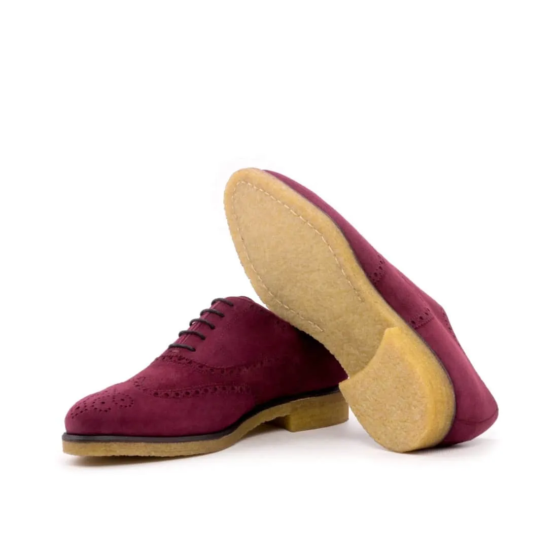 Richelieu fleuri en daim bordeaux - Semelles crêpe