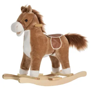 Rocking Horse Plush Animal On Wooden Rockers Baby Chair with Sounds