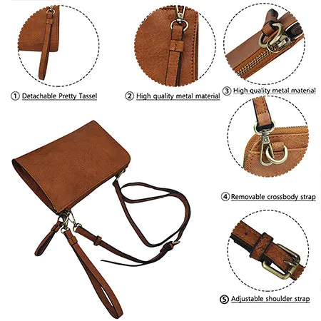 !SALE! Brown Faux Leather NGIL Crossbody/Wristlet