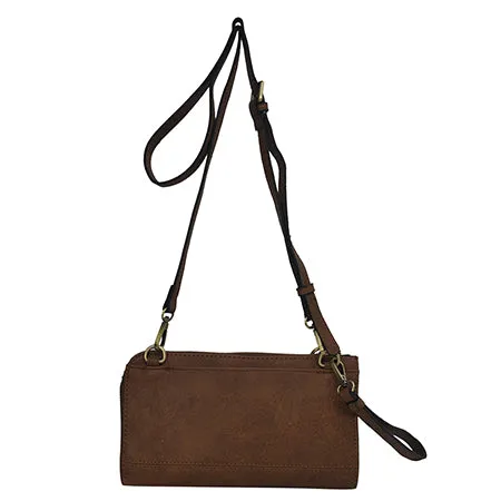 !SALE! Brown Faux Leather NGIL Crossbody/Wristlet