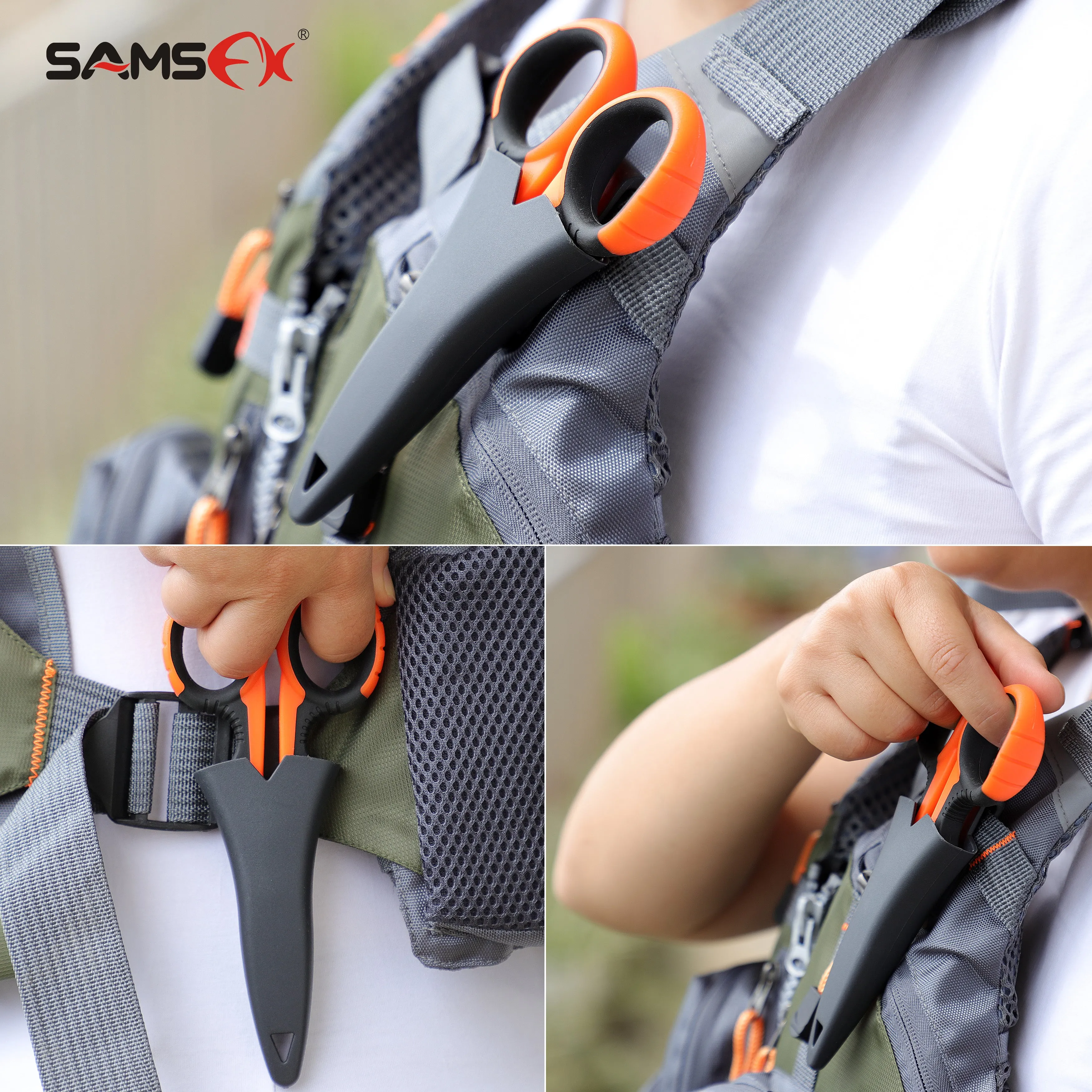 SAMSFX Fishing Heavy Duty Braid Scissors with Sheath