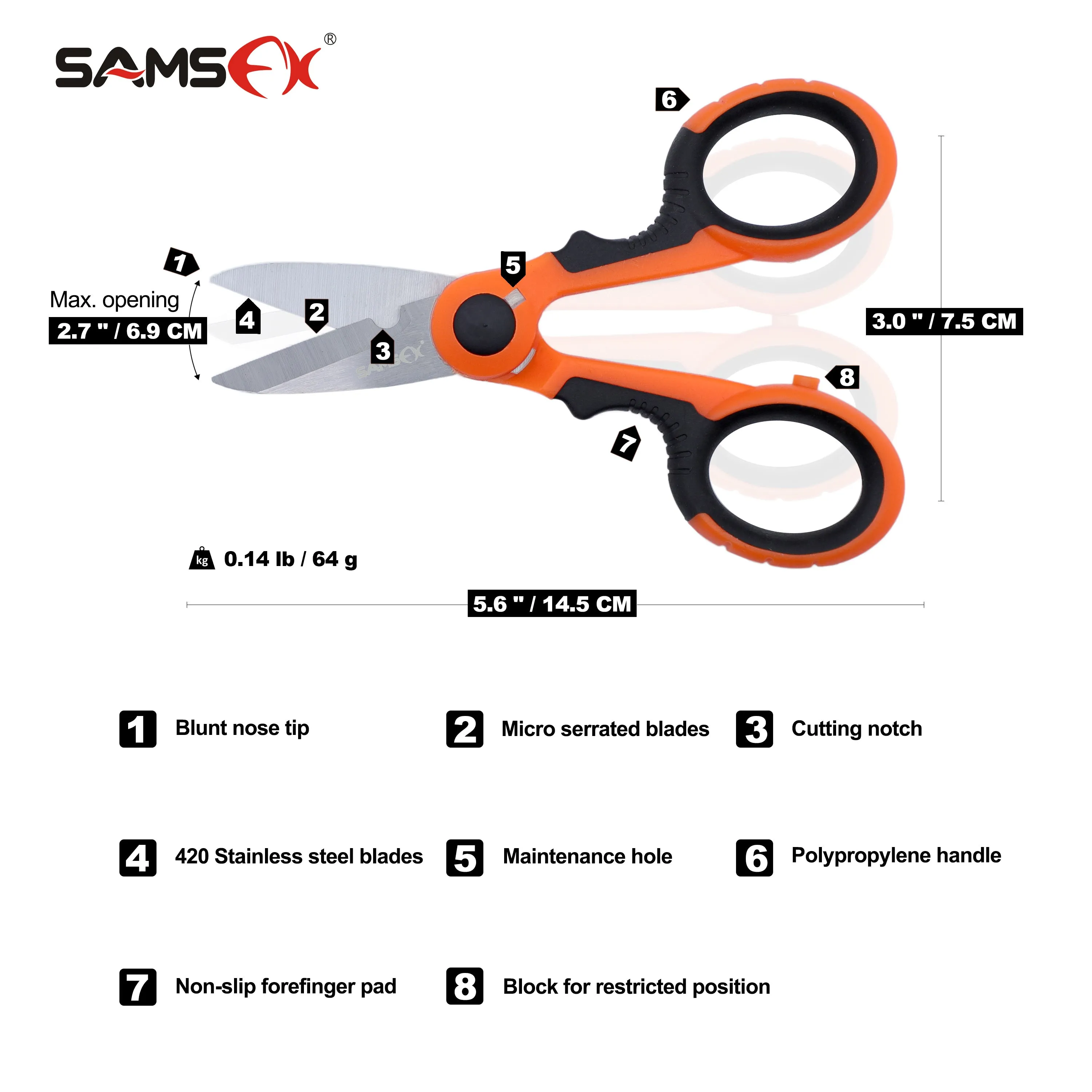 SAMSFX Fishing Heavy Duty Braid Scissors with Sheath