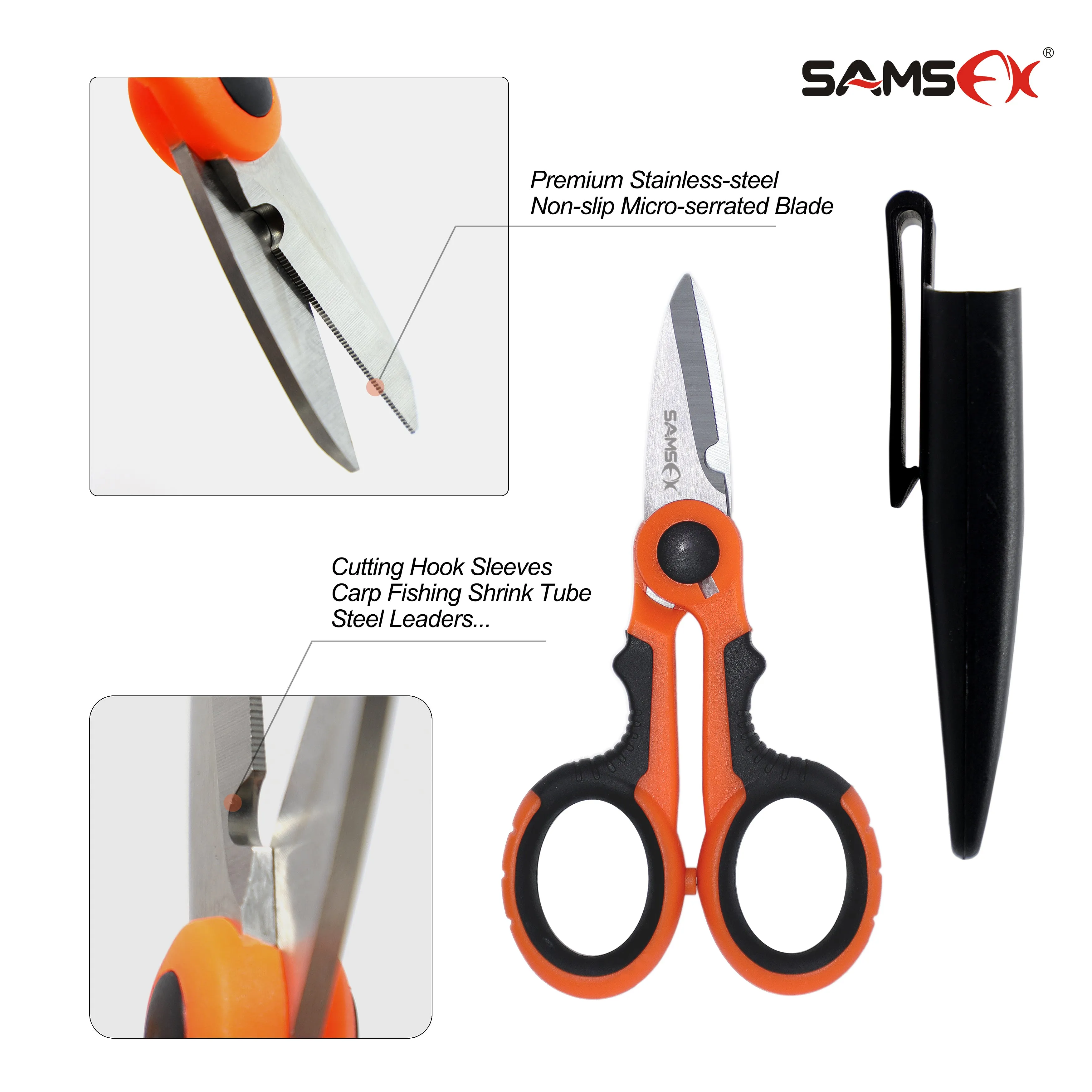 SAMSFX Fishing Heavy Duty Braid Scissors with Sheath