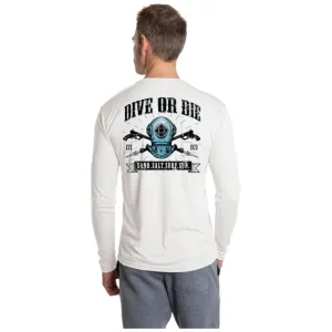 SAND.SALT.SURF.SUN. Dive or Die Men's UPF 50  UV Sun Protection Performance Long Sleeve T-Shirt